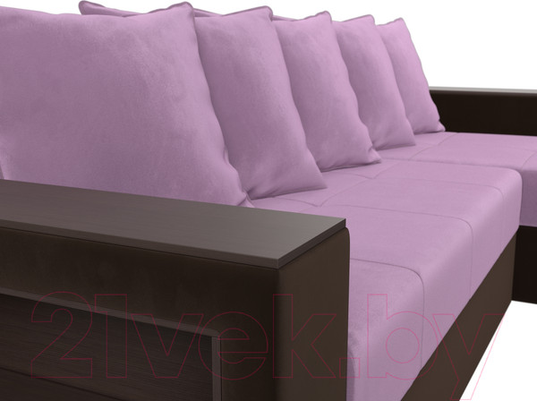 Изображение товара Диван угловой Лига Диванов Дубай лайт правый / 114176 (микровельвет сиреневый/коричневый)