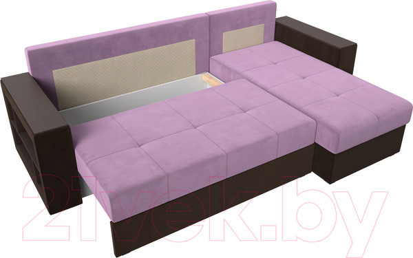 Изображение товара Диван угловой Лига Диванов Дубай лайт правый / 114176 (микровельвет сиреневый/коричневый)