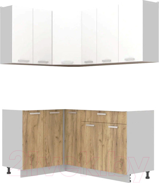 Изображение товара Кухонный гарнитур Интерлиния Мила Лайт 1.2x1.7 без столешницы (белый платинум/дуб золотой)