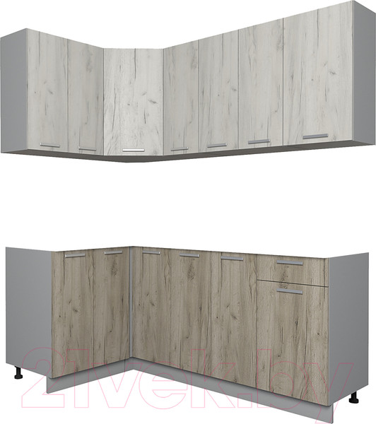 Изображение товара Кухонный гарнитур Интерлиния Мила Лайт 1.2x1.9 без столешницы (дуб белый/дуб серый)