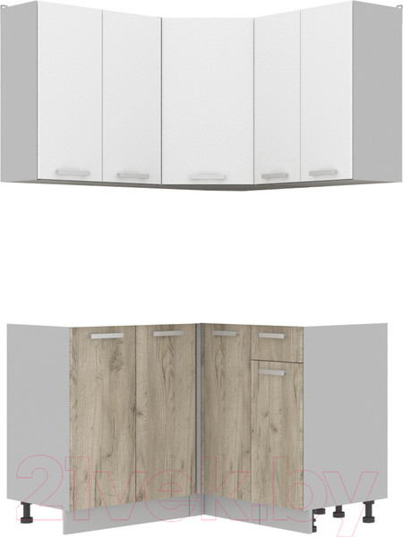 Изображение товара Кухонный гарнитур Интерлиния Мила Лайт 1.2x1.2 без столешницы (белый платинум/дуб серый)