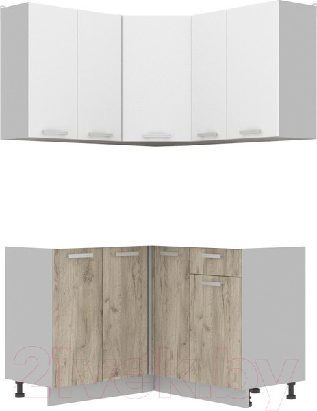 Изображение товара Кухонный гарнитур Интерлиния Мила Лайт 1.2x1.3 без столешницы (белый платинум/дуб серый)