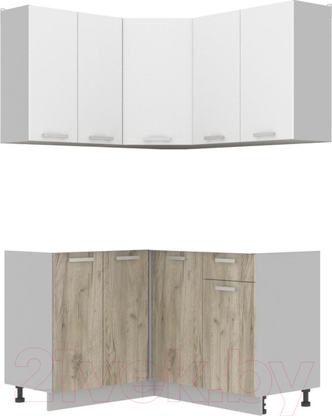 Изображение товара Кухонный гарнитур Интерлиния Мила Лайт 1.2x1.4 без столешницы (белый платинум/дуб серый)