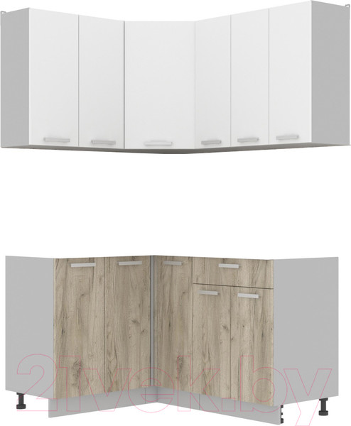 Изображение товара Кухонный гарнитур Интерлиния Мила Лайт 1.2x1.5 без столешницы (белый платинум/дуб серый)