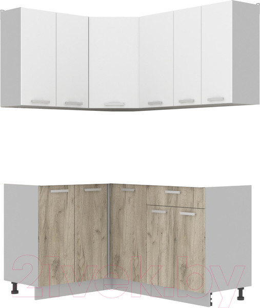 Изображение товара Кухонный гарнитур Интерлиния Мила Лайт 1.2x1.6 без столешницы (белый платинум/дуб серый)