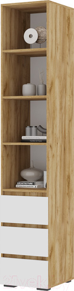 Изображение товара Стеллаж Стендмебель Хелен ПН 02 (белый/дуб крафт золотой)