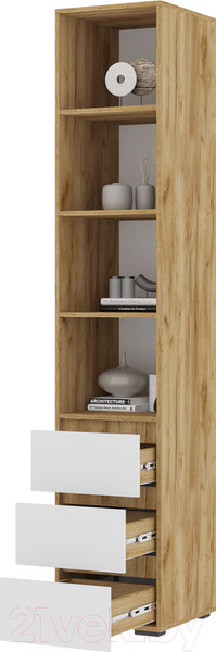 Изображение товара Стеллаж Стендмебель Хелен ПН 02 (белый/дуб крафт золотой)