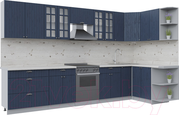 Изображение товара Кухонный гарнитур Интерлиния Берес 1.5x3.5 правая (дуб королевский/бискайская сосна)