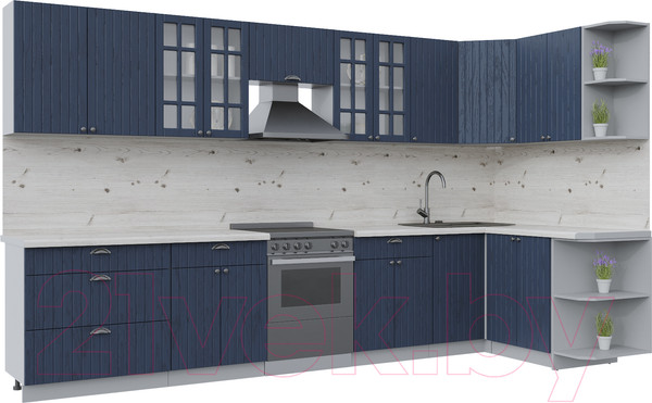 Изображение товара Кухонный гарнитур Интерлиния Берес 1.5x3.6 правая (дуб королевский/бискайская сосна)
