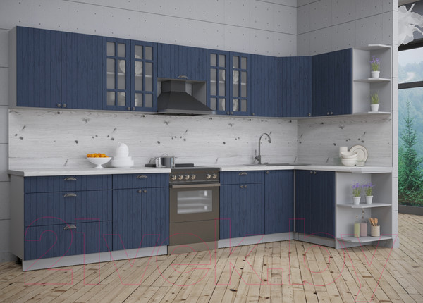 Изображение товара Кухонный гарнитур Интерлиния Берес 1.5x3.6 правая (дуб королевский/бискайская сосна)