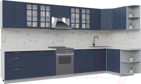 Изображение товара Кухонный гарнитур Интерлиния Берес 1.5x3.8 правая (дуб королевский/бискайская сосна)