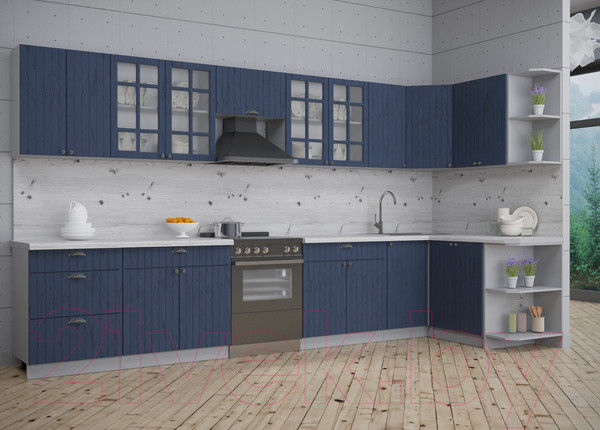 Изображение товара Кухонный гарнитур Интерлиния Берес 1.5x3.8 правая (дуб королевский/бискайская сосна)