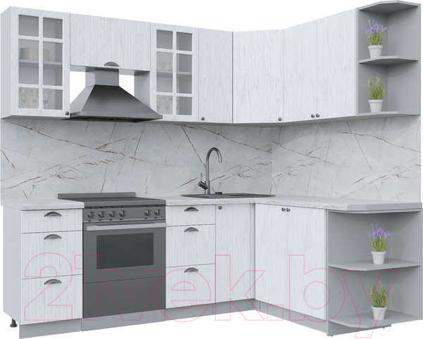 Изображение товара Кухонный гарнитур Интерлиния Берес 1.7x2.3 правая (дуб полярный/серый каспий)