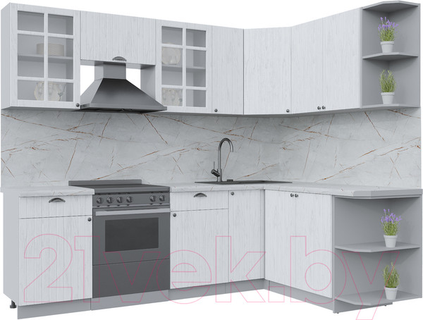 Изображение товара Кухонный гарнитур Интерлиния Берес 1.7x2.5 правая (дуб полярный/серый каспий)