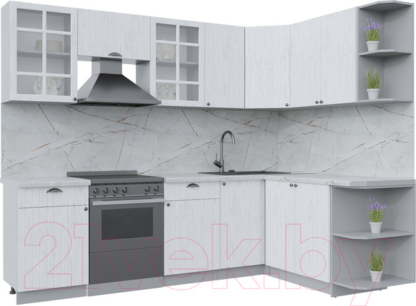 Изображение товара Кухонный гарнитур Интерлиния Берес 1.7x2.6 правая (дуб полярный/серый каспий)