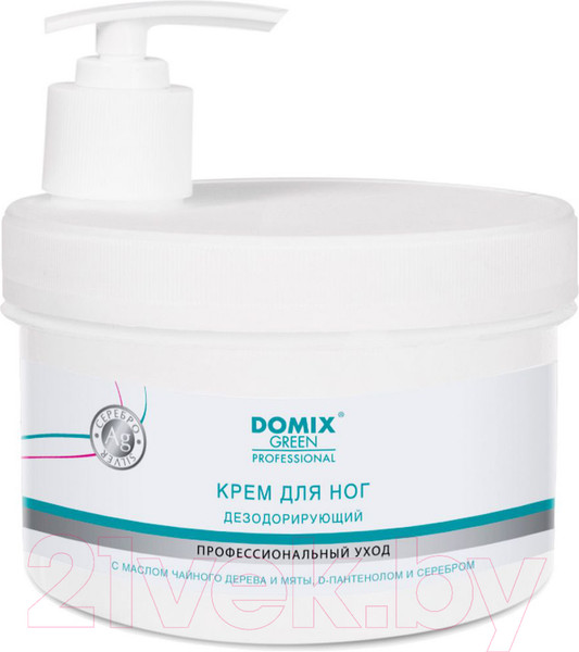 Изображение товара Крем для ног Domix Green Дезодорирующий с серебром и маслом чайного дерева (500мл)