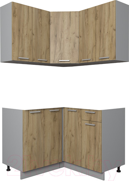 Изображение товара Кухонный гарнитур Интерлиния Мила Лайт 1.2x1.2 без столешницы (дуб золотой)