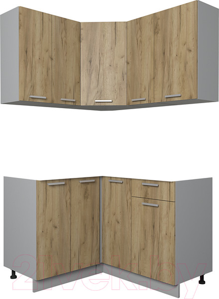 Изображение товара Кухонный гарнитур Интерлиния Мила Лайт 1.2x1.3 без столешницы (дуб золотой/дуб золотой)