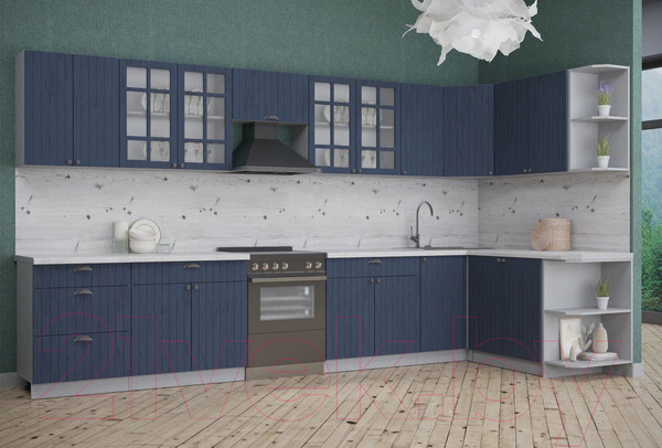 Изображение товара Кухонный гарнитур Интерлиния Берес 1.7x3.8 правая (дуб королевский/бискайская сосна)