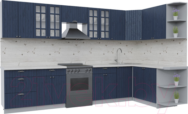 Изображение товара Кухонный гарнитур Интерлиния Берес 1.7x3.4 правая (дуб королевский/бискайская сосна)