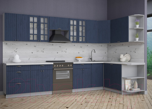 Изображение товара Кухонный гарнитур Интерлиния Берес 1.7x3.4 правая (дуб королевский/бискайская сосна)