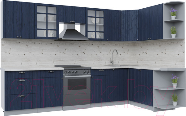Изображение товара Кухонный гарнитур Интерлиния Берес 1.7x3.2 правая (дуб королевский/бискайская сосна)