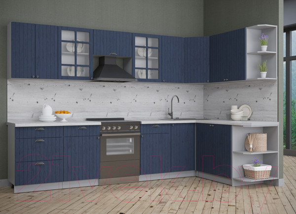 Изображение товара Кухонный гарнитур Интерлиния Берес 1.7x3.2 правая (дуб королевский/бискайская сосна)