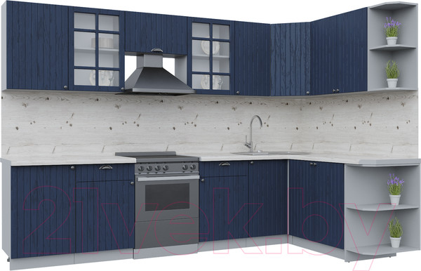 Изображение товара Кухонный гарнитур Интерлиния Берес 1.7x3.1 правая (дуб королевский/бискайская сосна)