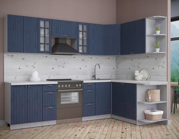 Изображение товара Кухонный гарнитур Интерлиния Берес 1.7x2.8 правая (дуб королевский/бискайская сосна)