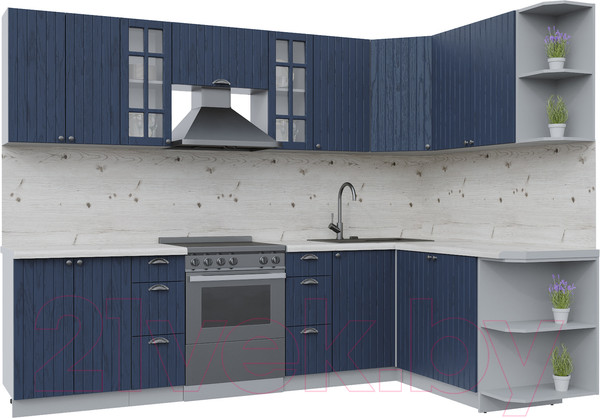 Изображение товара Кухонный гарнитур Интерлиния Берес 1.7x2.8 правая (дуб королевский/бискайская сосна)