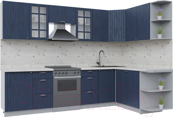 Изображение товара Кухонный гарнитур Интерлиния Берес 1.7x2.9 правая (дуб королевский/бискайская сосна)