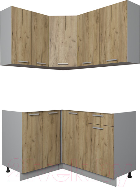 Изображение товара Кухонный гарнитур Интерлиния Мила Лайт 1.2x1.4 без столешницы (дуб золотой)