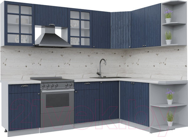 Изображение товара Кухонный гарнитур Интерлиния Берес 1.7x2.6 правая (дуб королевский/бискайская сосна)