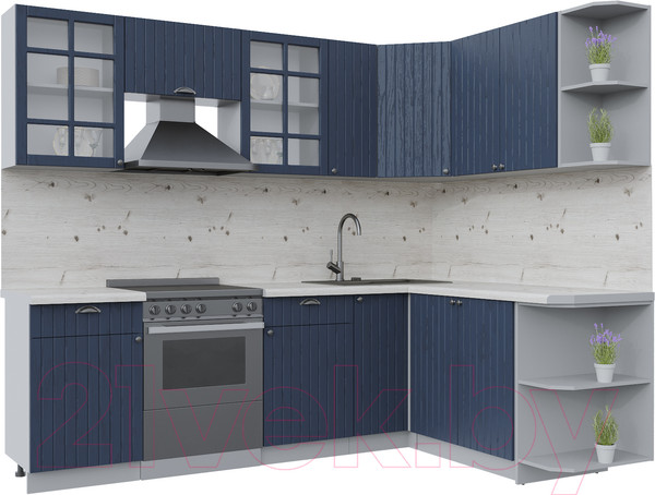 Изображение товара Кухонный гарнитур Интерлиния Берес 1.7x2.5 правая (дуб королевский/бискайская сосна)