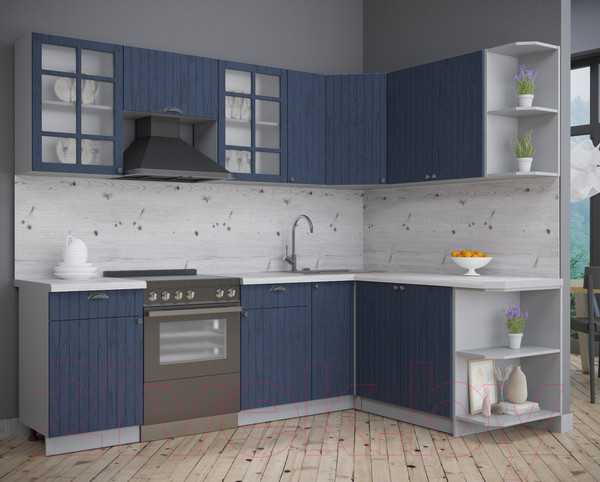 Изображение товара Кухонный гарнитур Интерлиния Берес 1.7x2.5 правая (дуб королевский/бискайская сосна)