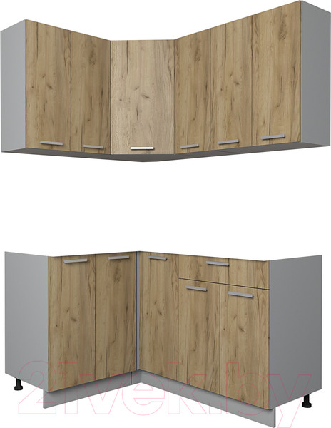 Изображение товара Кухонный гарнитур Интерлиния Мила Лайт 1.2x1.5 без столешницы (дуб золотой)