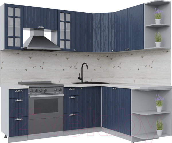 Изображение товара Кухонный гарнитур Интерлиния Берес 1.7x2.2 правая (дуб королевский/бискайская сосна)