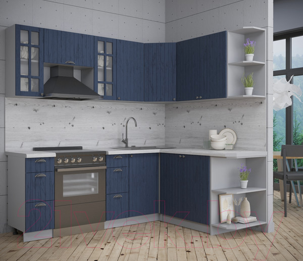 Изображение товара Кухонный гарнитур Интерлиния Берес 1.7x2.2 правая (дуб королевский/бискайская сосна)