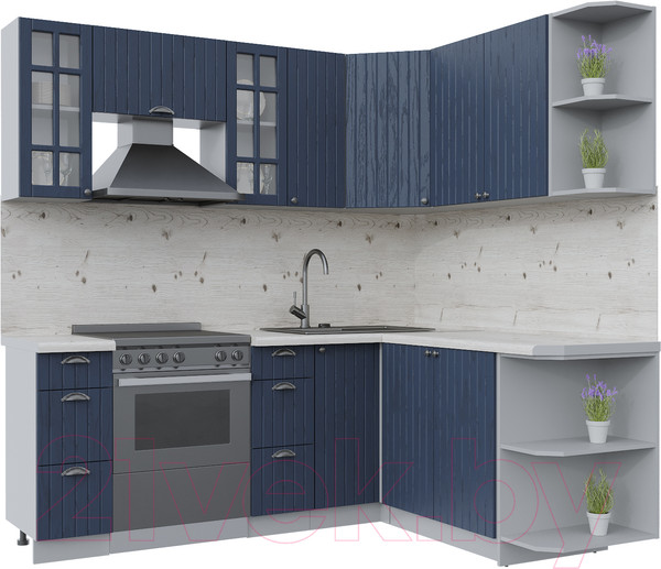 Изображение товара Кухонный гарнитур Интерлиния Берес 1.7x2.1 правая (дуб королевский/бискайская сосна)