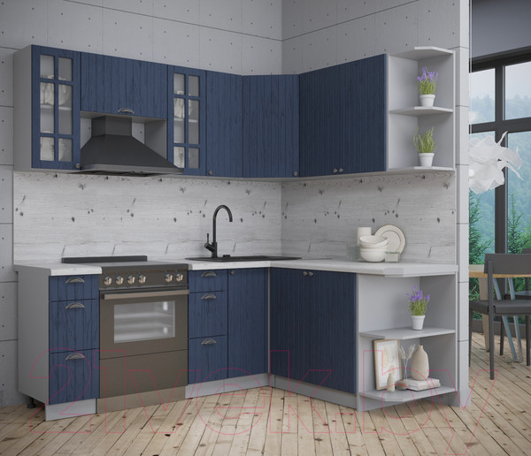 Изображение товара Кухонный гарнитур Интерлиния Берес 1.7x2.1 правая (дуб королевский/бискайская сосна)