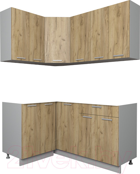 Изображение товара Кухонный гарнитур Интерлиния Мила Лайт 1.2x1.6 без столешницы (дуб золотой)