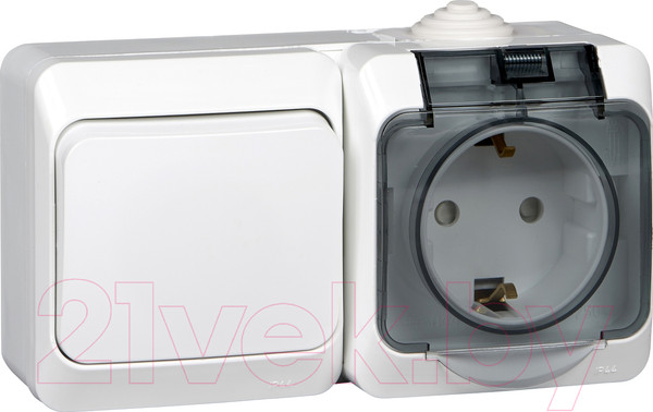 Изображение товара Блок выключатель+розетка Systeme (Schneider) Electric Этюд BPA16-241B