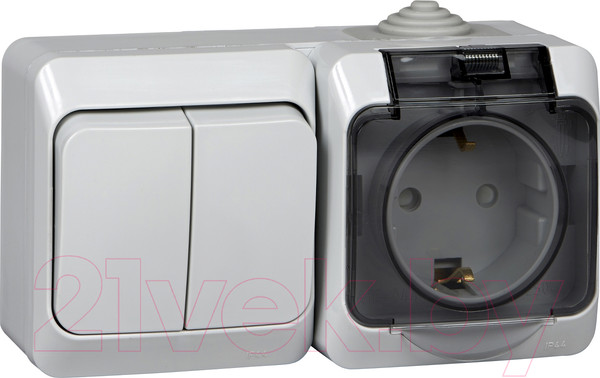 Изображение товара Блок выключатель+розетка Systeme (Schneider) Electric Этюд BPA16-242C