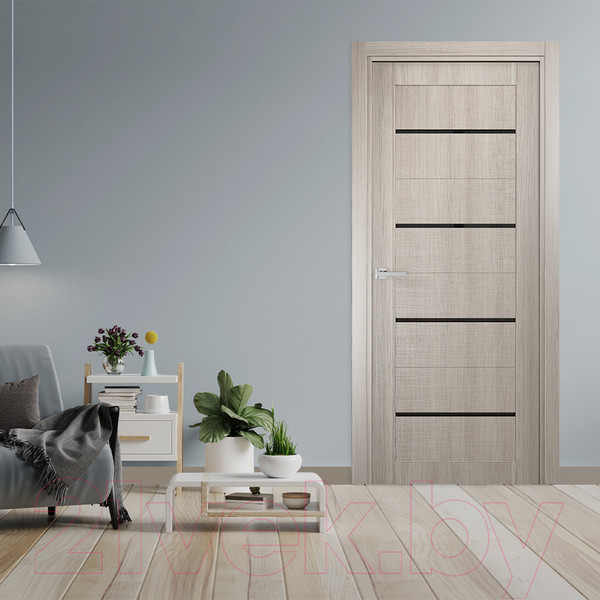 Изображение товара Дверь межкомнатная SMART Орион 80x200 (капучино/черное стекло)