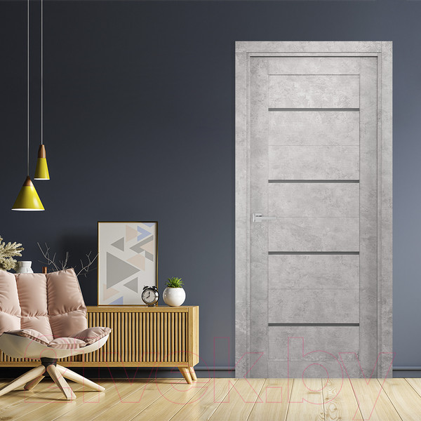 Изображение товара Дверь межкомнатная SMART Орион 80x200 (бетон/черное стекло)