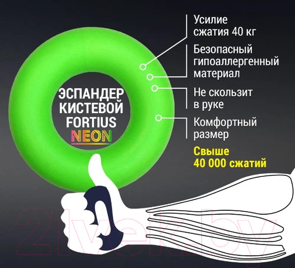 Изображение товара Эспандер Fortius Neon H180701-40FG (40кг, зеленый)