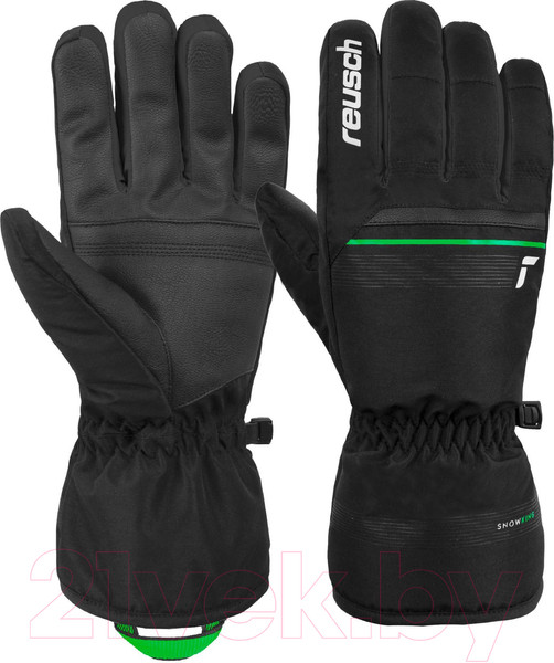 Изображение товара Перчатки лыжные Reusch Snow King / 6201198-7716 (р-р 9.5, Black/Neon Green)