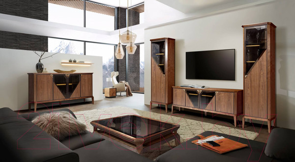 Изображение товара Шкаф с витриной Гомельдрев Дельта ГМ 1471 (американский орех/ольха)