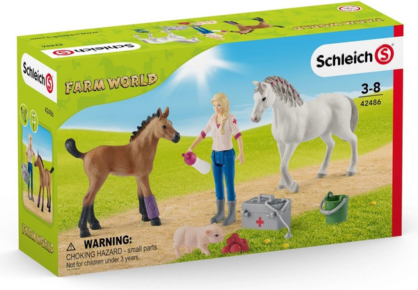 Изображение товара Игровой набор Schleich Набор кобыла и жеребенок у врача / 42486