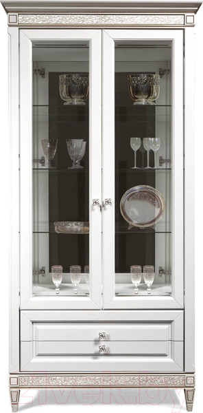 Изображение товара Шкаф с витриной Гомельдрев Бристоль ГМ 6402 (белый дуб/патина)